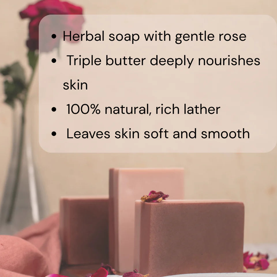 Meekanshi Organics Gentle Rose Handmade Soap | Triple Butter Nourishing Bath Bar
