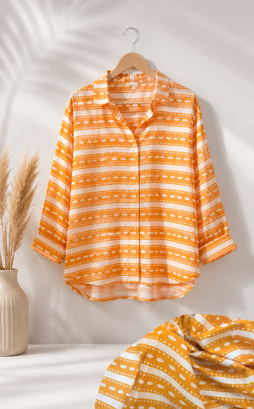 Sunshine Yellow Printed Cotton Fabric – Customizable for Shirts, Kurtis & Dresses