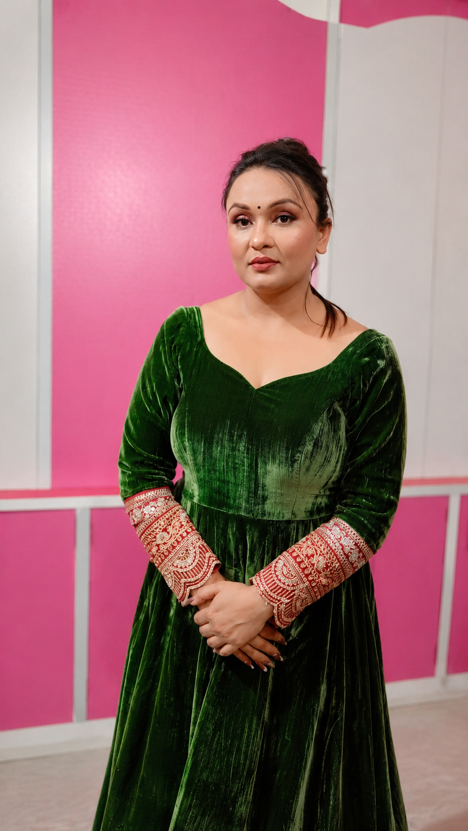 Emerald Velvet Embroidered Anarkali Gown for Women | Premium Festive & Party Wear
