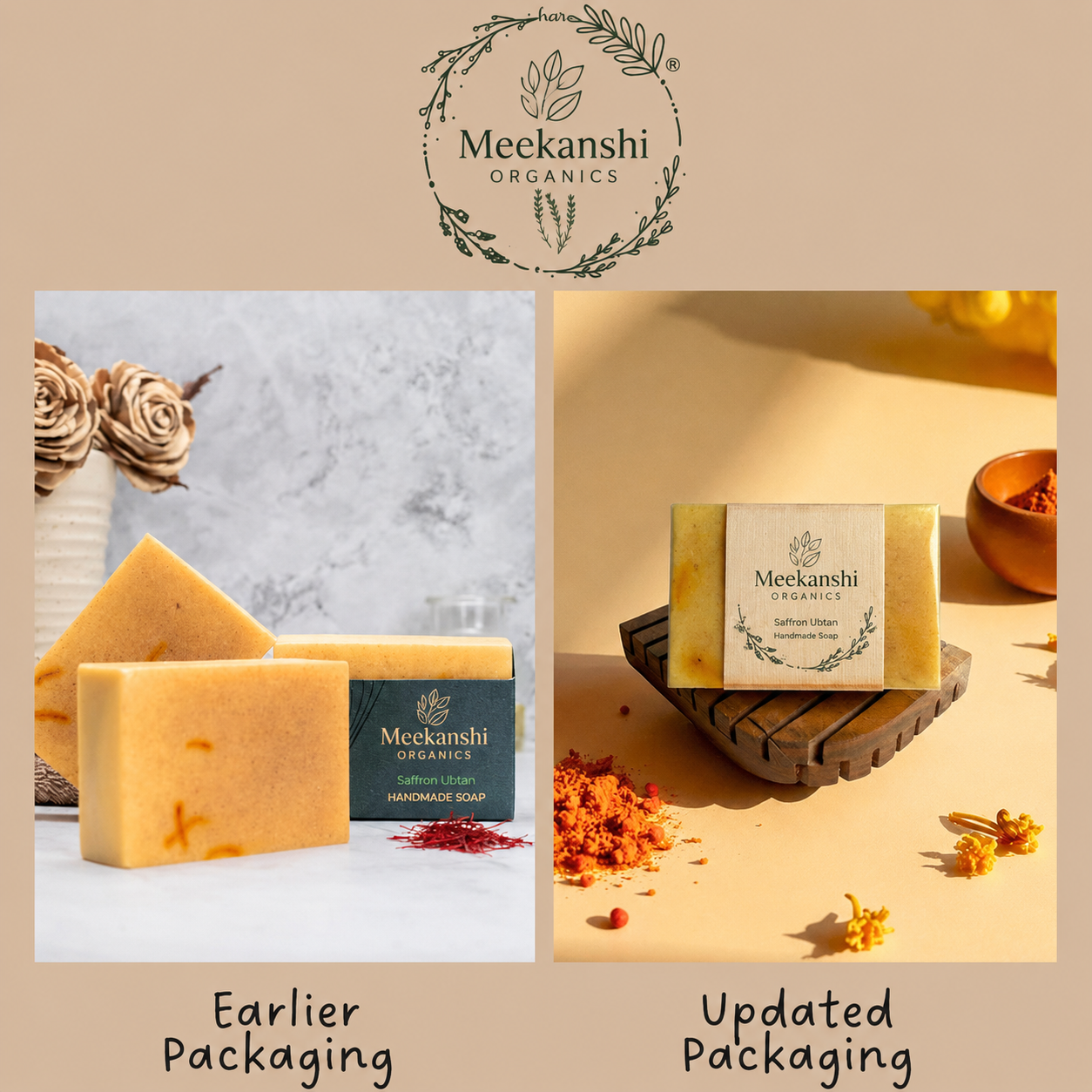 Meekanshi Organics Saffron Ubtan Handmade Soap – Natural Glow & Tan Removal Soap