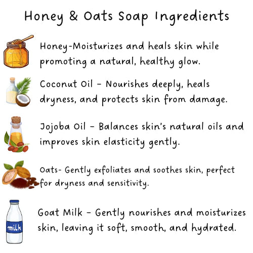 Meekanshi Organics Honey & Oatmeal Handmade Soap | Gentle Exfoliating & Moisturizing Bath Bar